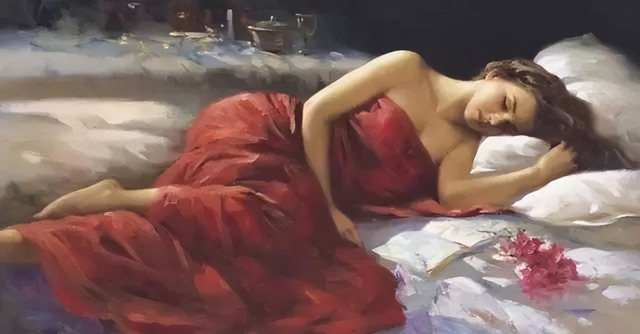 油画中的睡美人,优美,性感且妩媚︱艺术名画