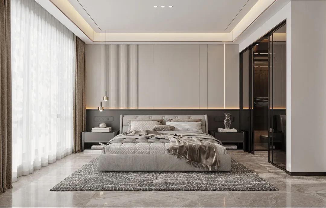 现代轻奢风格装修的第一眼 入户玄关柜加灯带氛围感满满