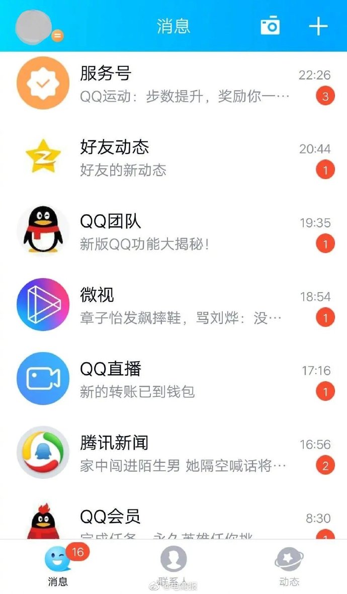 据说现在大部分人的qq消息列表是这样的