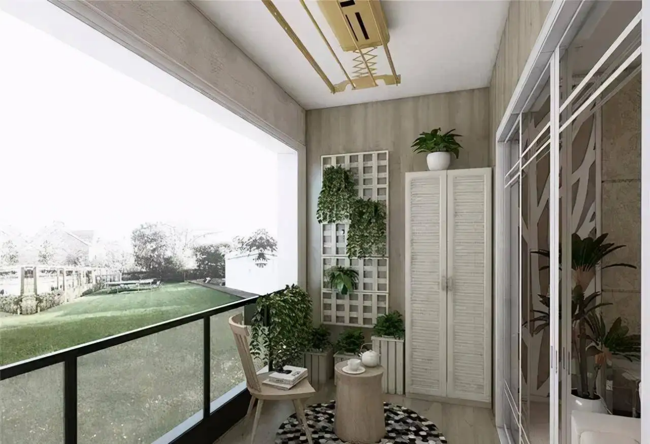 现在装修阳台,流行封一半留一半,轻松拥有双阳台的乐趣