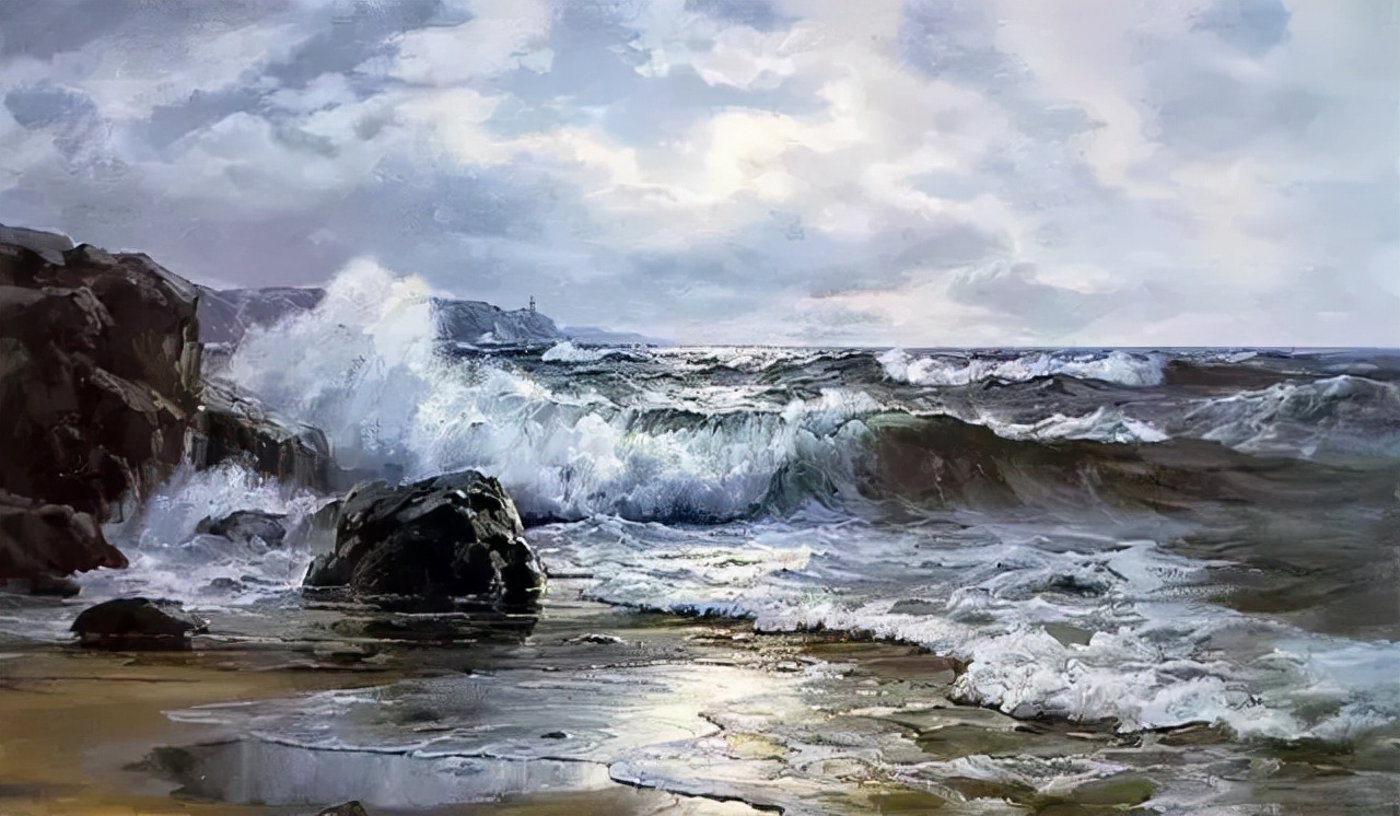 美国画家charles vickery波澜壮阔的海景油画作品