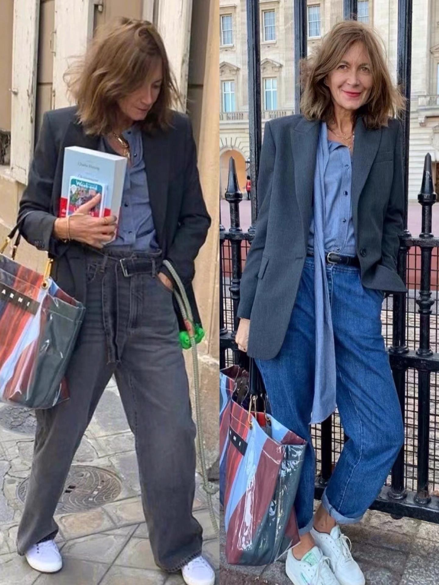 翻看法国街拍才发现:女人上了年纪,衣要松,色要简,老了更体面