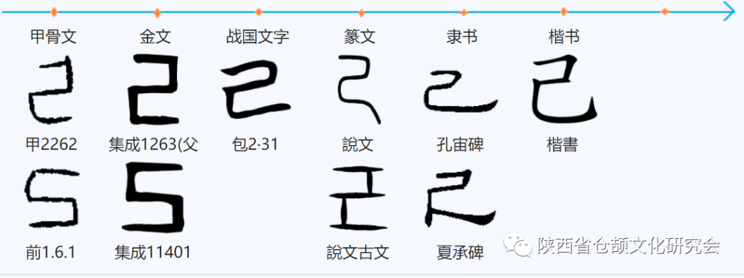 仓颉造28字之「己」字形演变