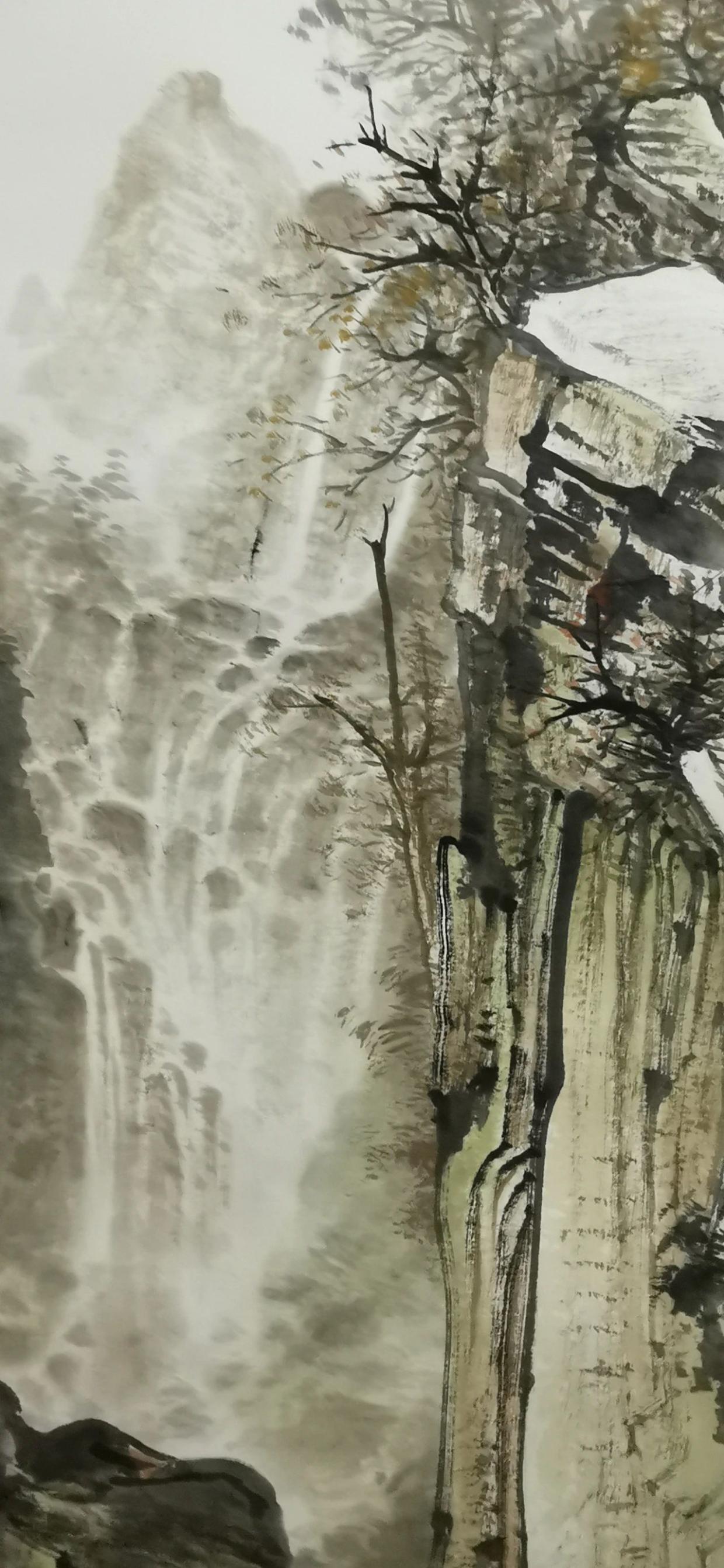 大型山水画《岩瀑清秋》完成～周逢俊诗书画作品展示(二十)