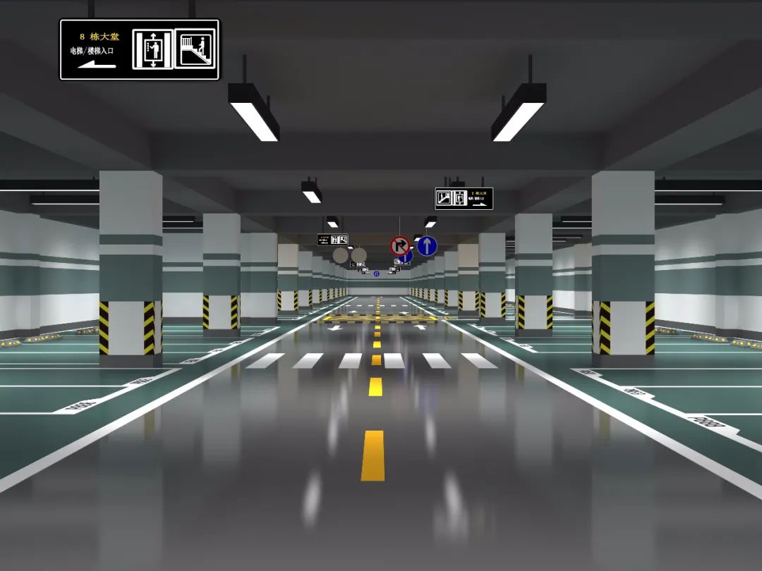 地下停车场规划设计之3d效果图