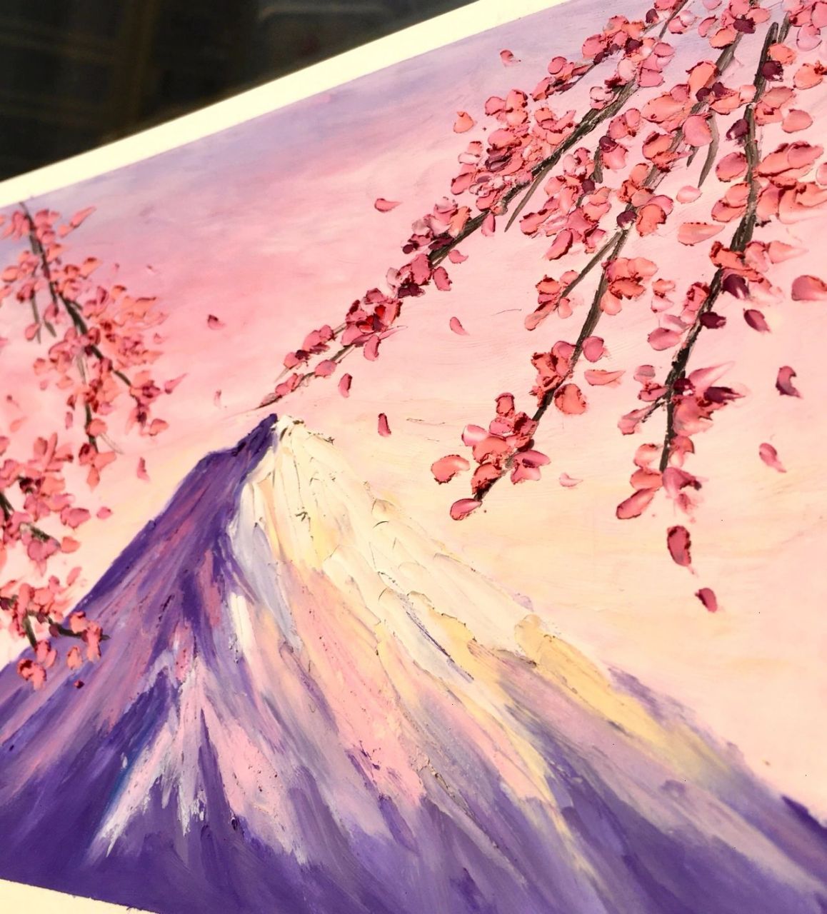 油画棒|浪漫富士山|适合新手 内附步骤 这张画很简单,非常适合新手 1