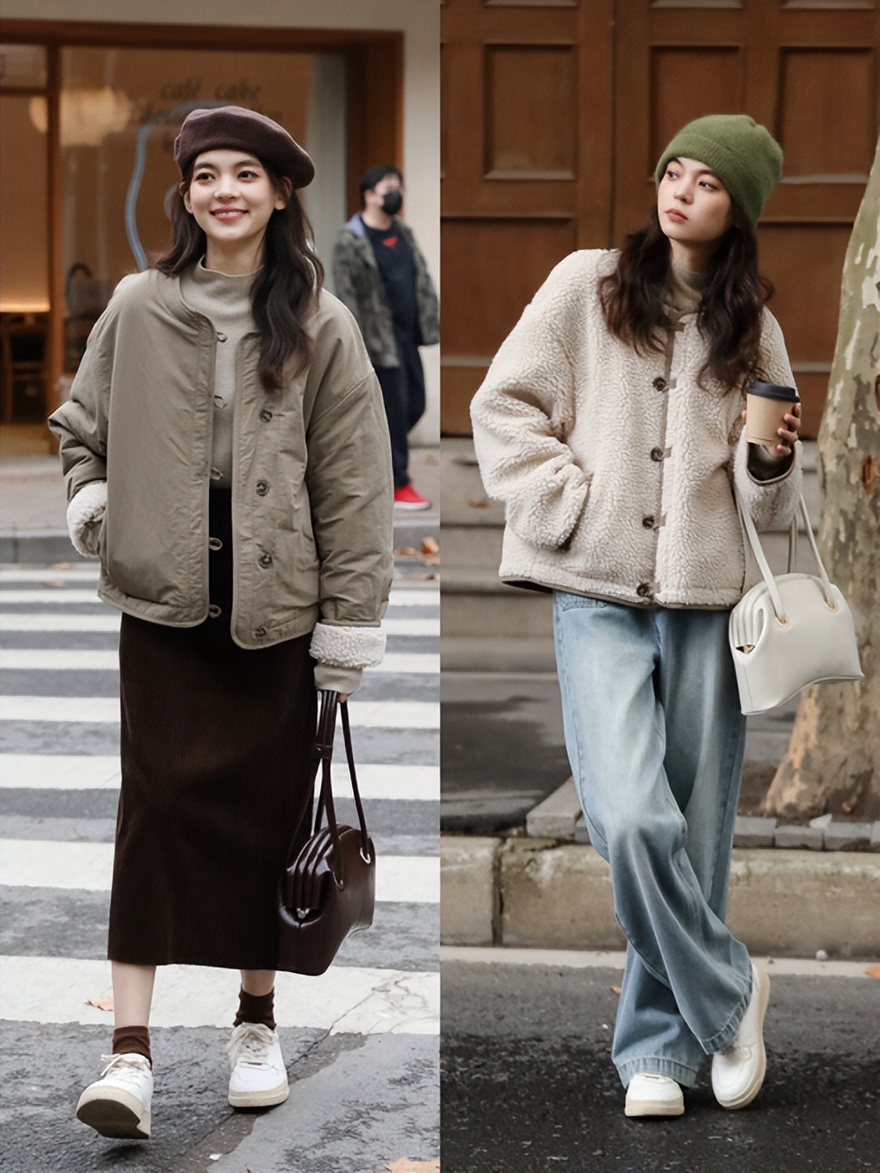 事实证明,不到160㎝的小个子还是穿"短外套",不显矮显腿长