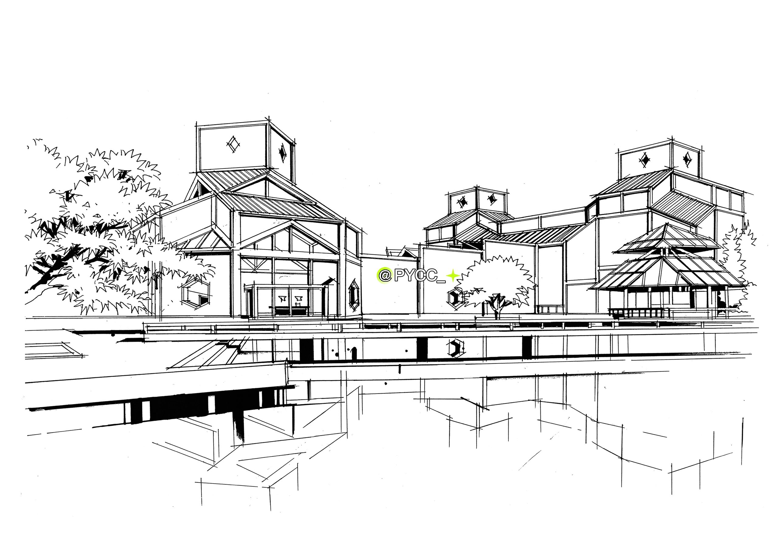 环艺考研手绘|苏州博物馆.@烦恼总是飘往风中的动态