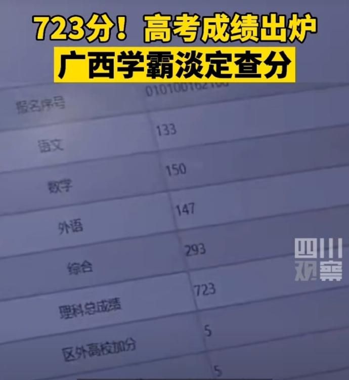 广西理科状元蒙瑞俊723分,一语道出高分秘诀,你学会了吗