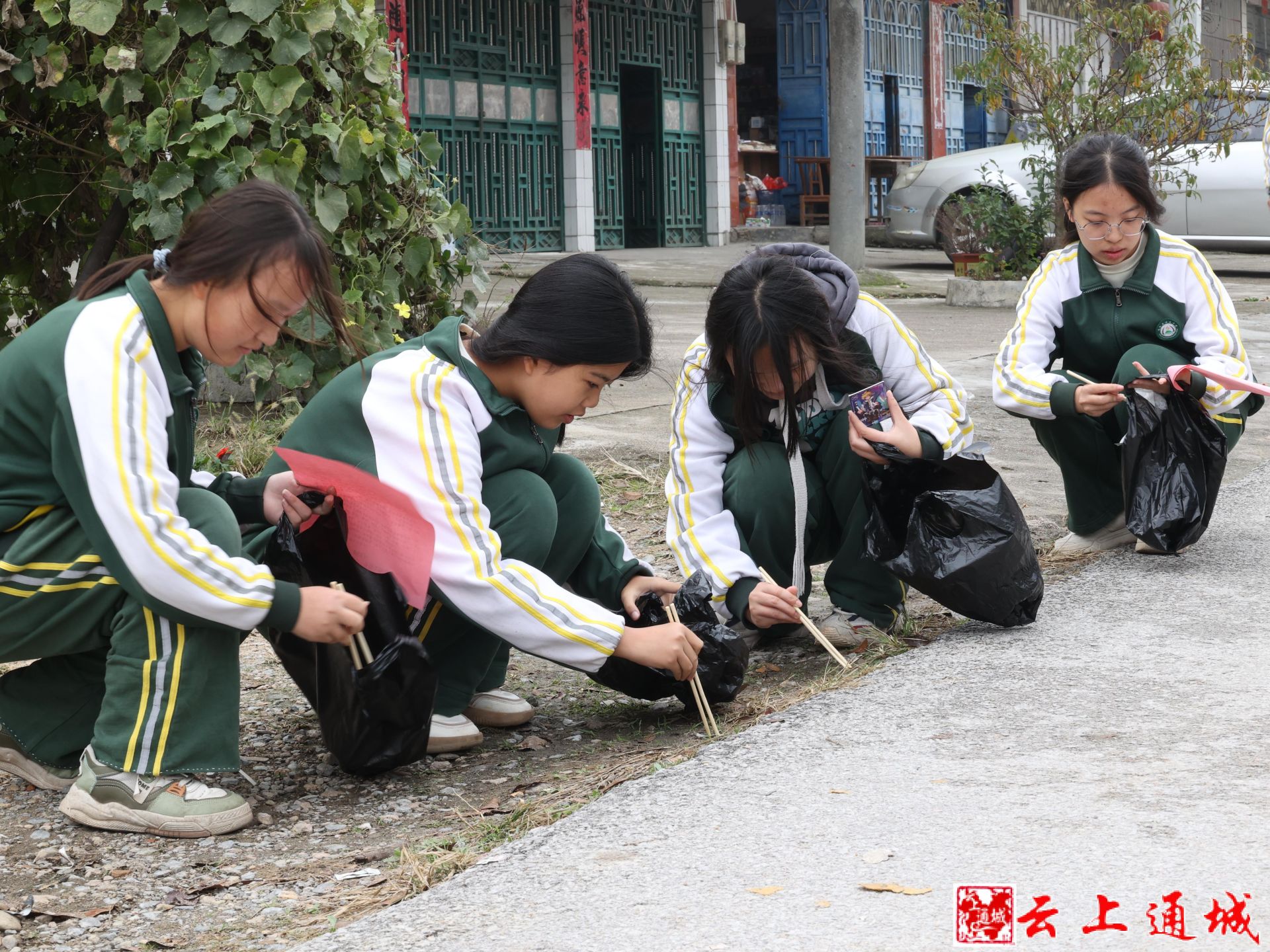 通城县双龙中学开展"小手拉大手 共创文明城"实践活动