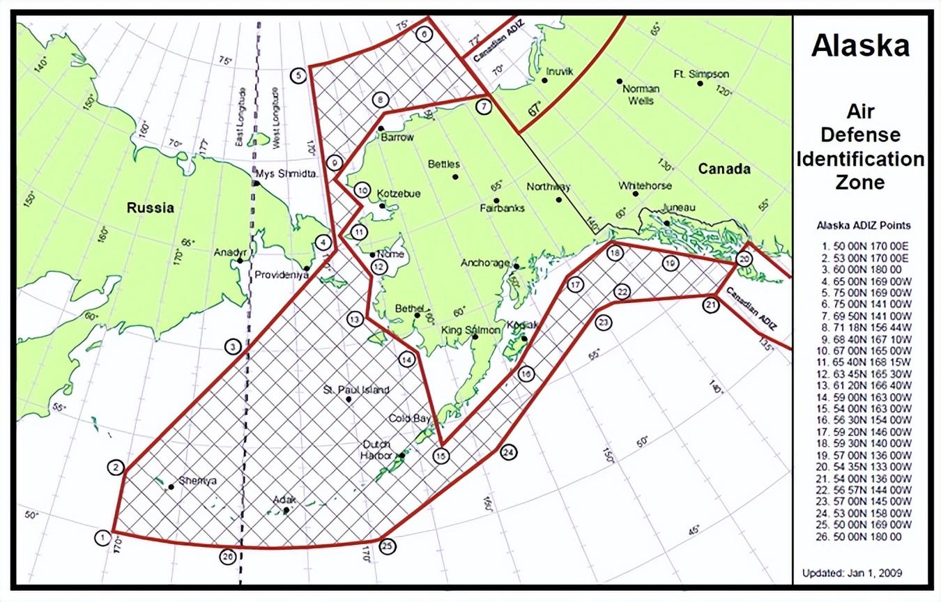 北美防空识别区图片