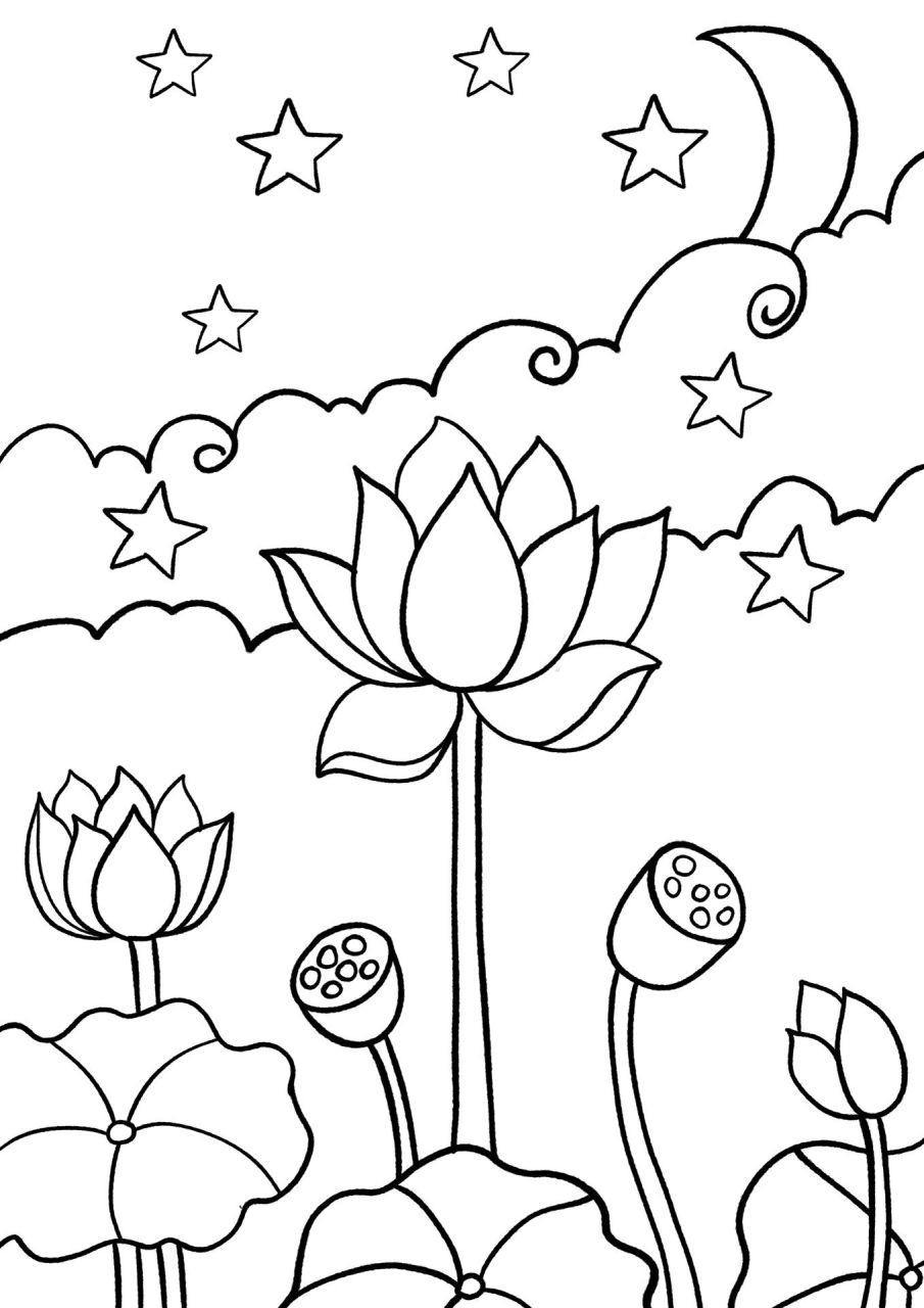 儿童画荷塘月色 简单好看的儿童风景画,喜欢画荷花的小朋友不要错过哟