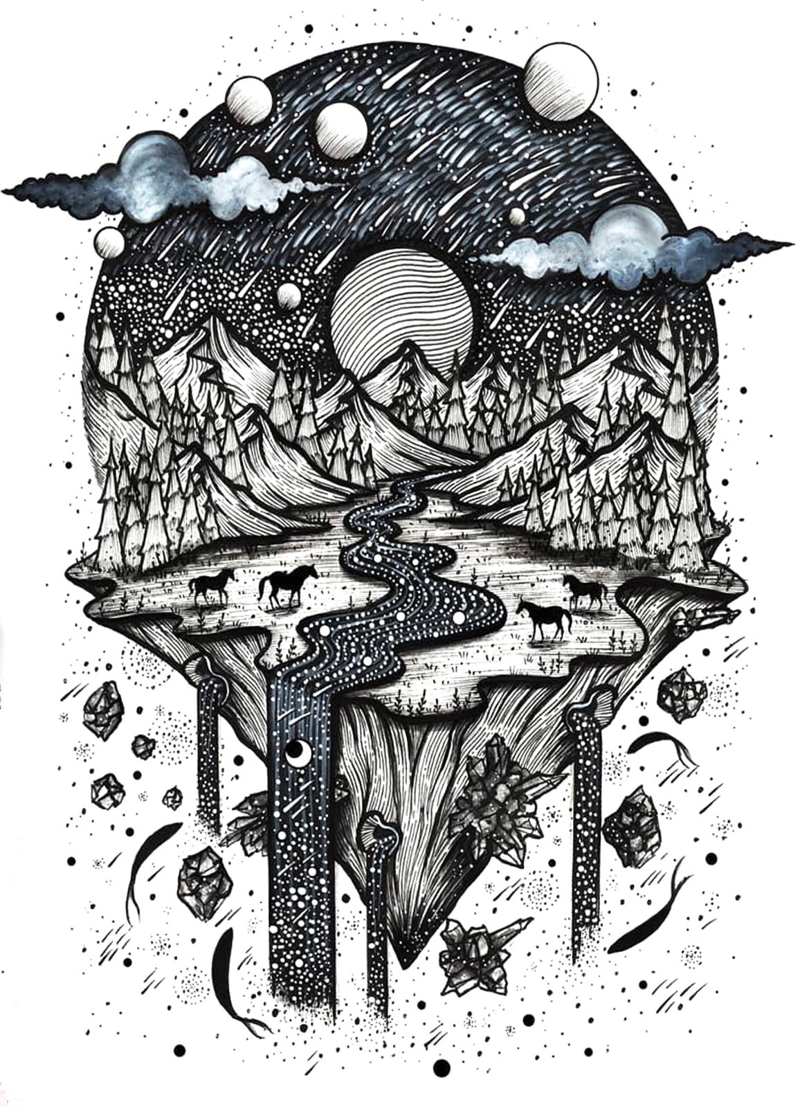 她创作了充满自然灵感的水墨画,并将自然艺术带入了画的灵魂