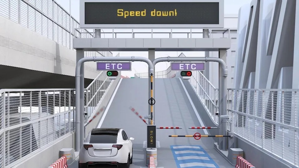 日本通往高速公路的etc匝道.
