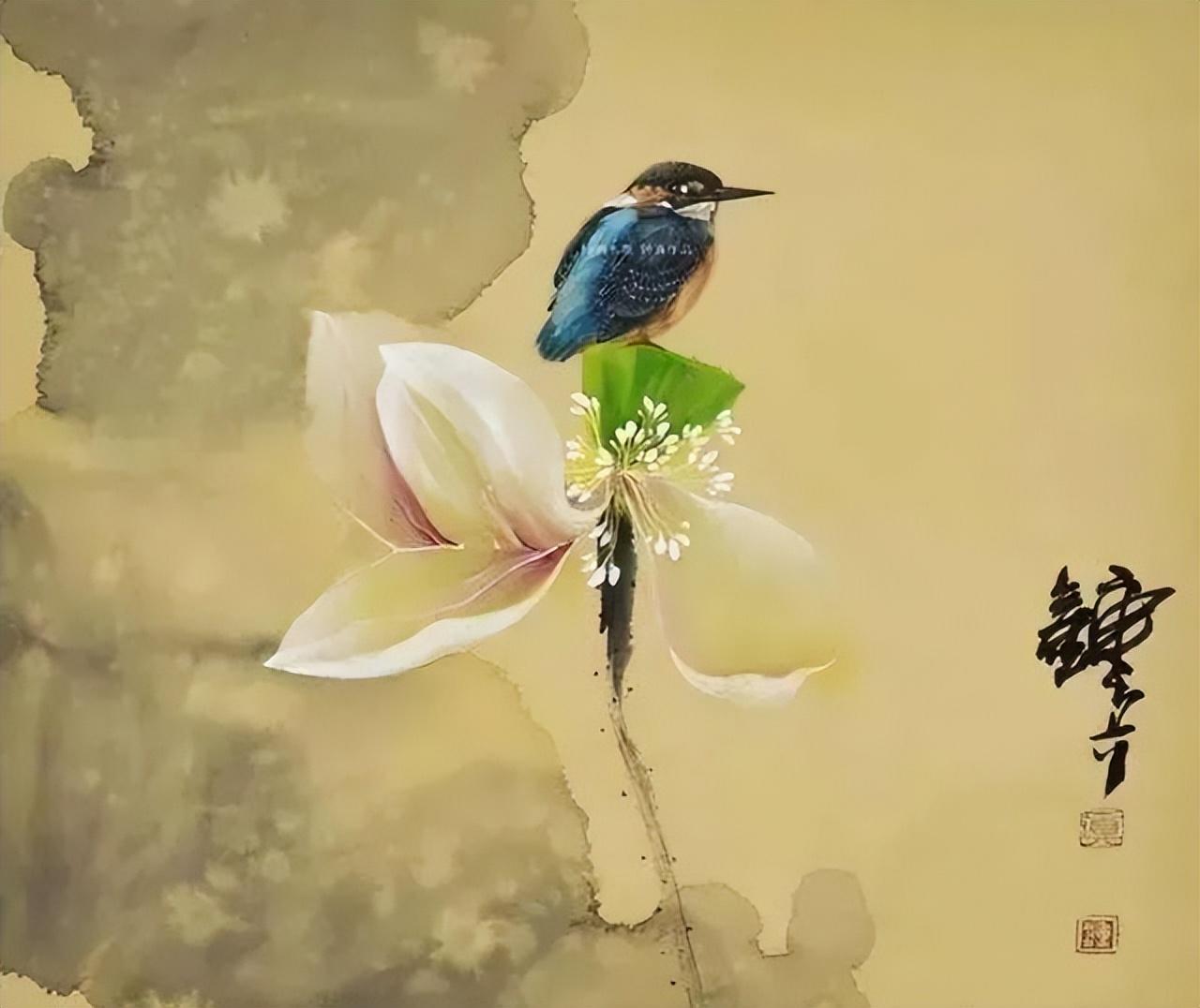 「津门网」格调清雅|钟真 绝美水墨荷花小鸟