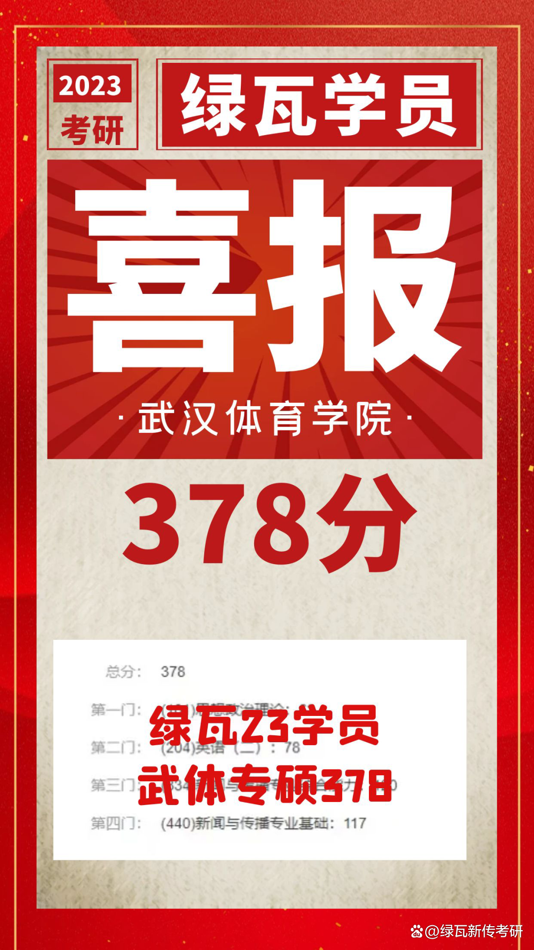 2023绿瓦新传12位家人进入武体新传考研复试,包括专业课第一名!插图9