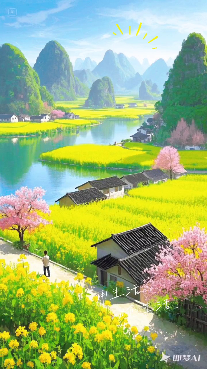 记录旅游生活美好瞬间仙境,人间仙境美如画ai技术创作拉拉手朋