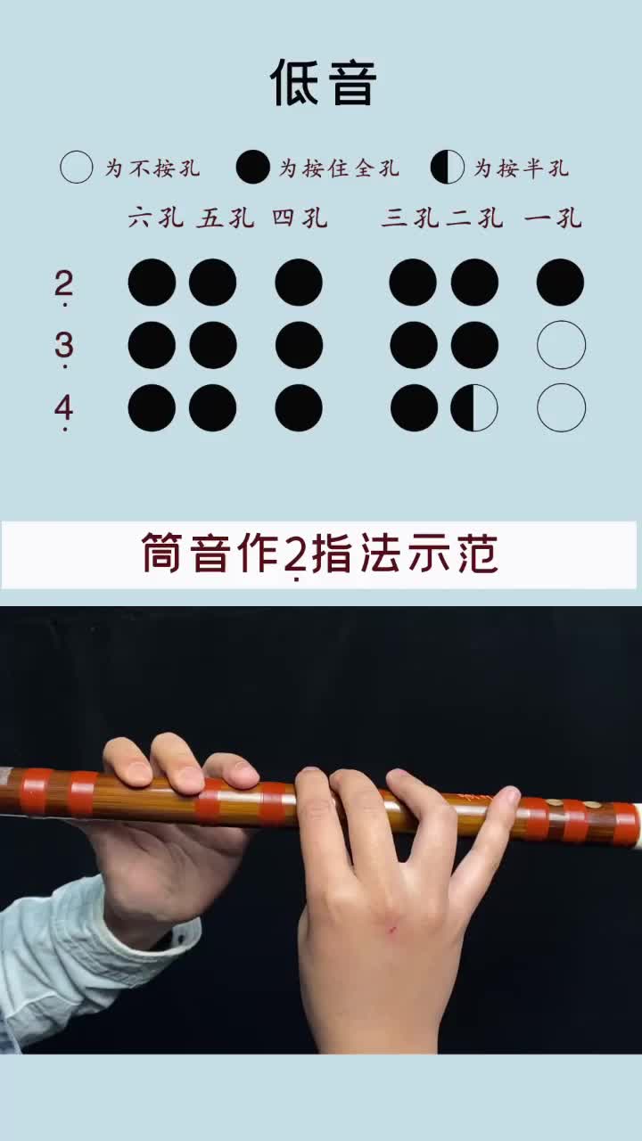 常见笛子指法视频示范「筒音作2」低音3可以吹