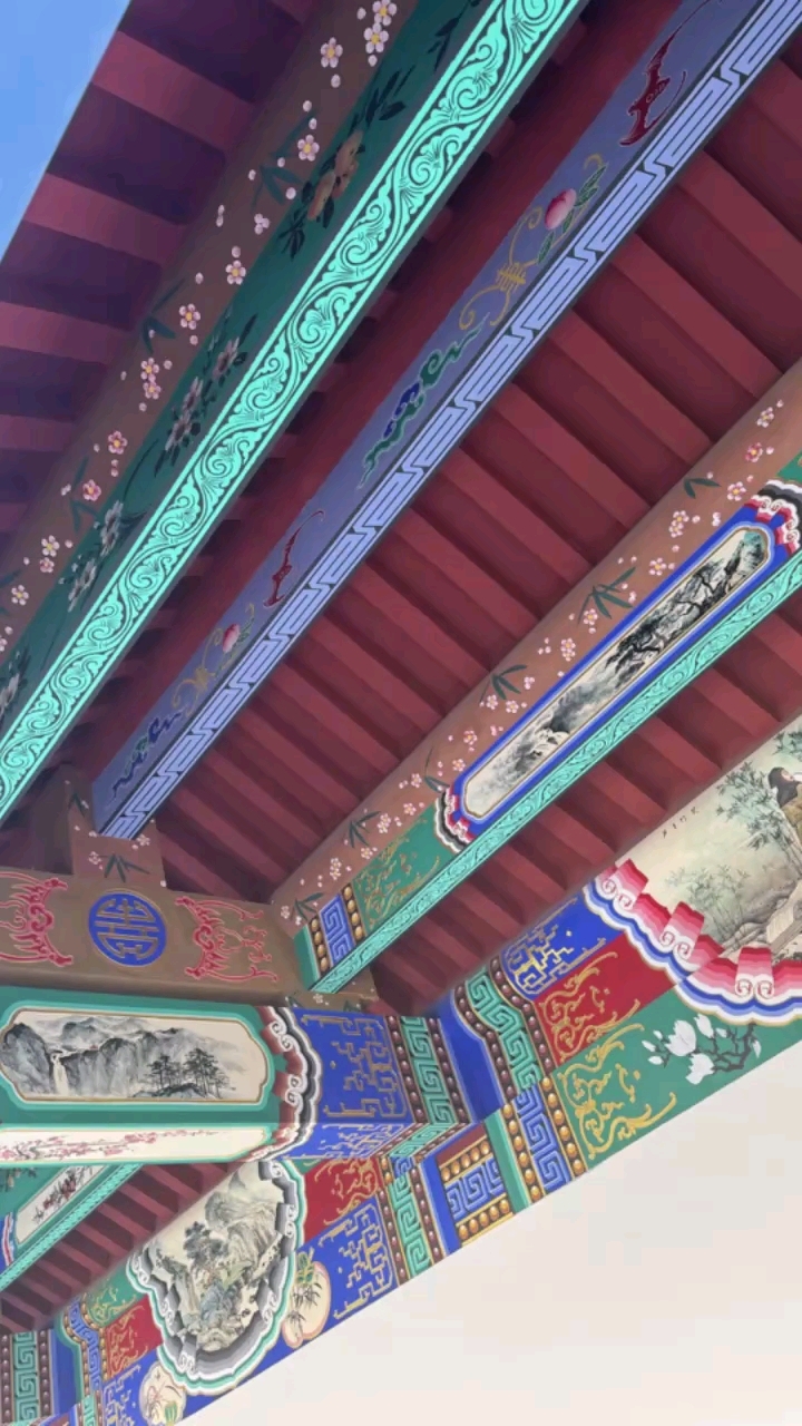 传统古建彩绘长廊苏式油漆彩绘