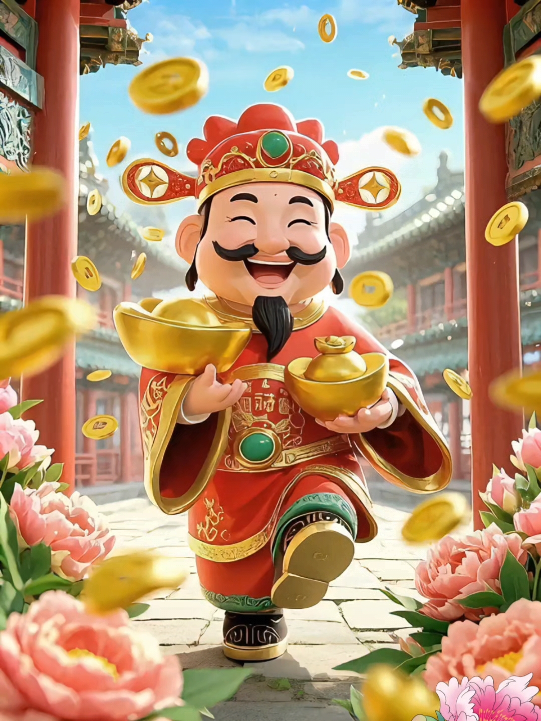 财神抱着金元宝来了,财源广进