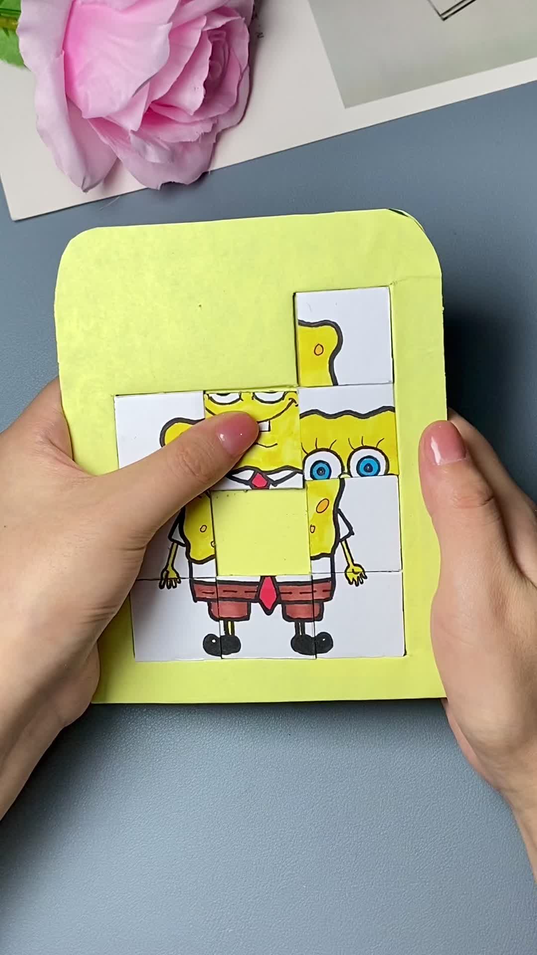 自制华容道,图案根据孩子喜好决定哦