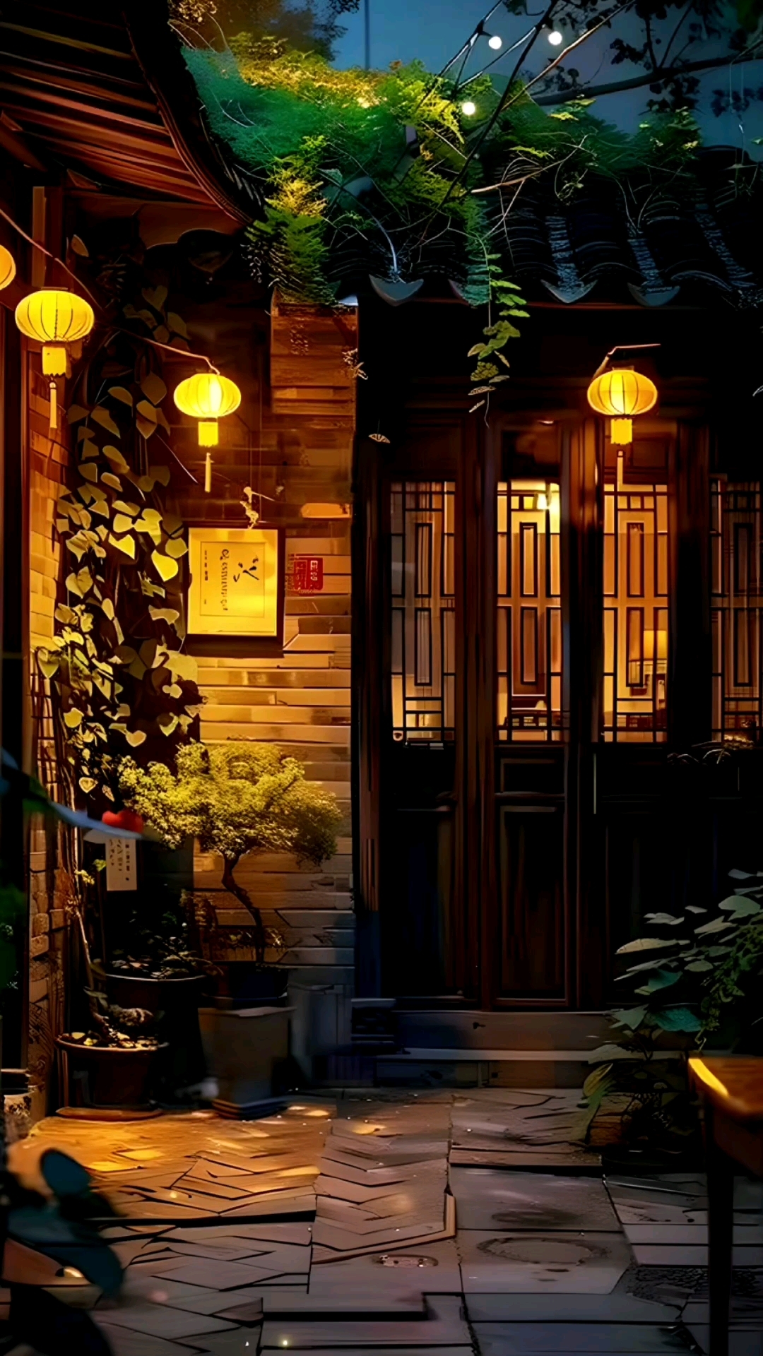 傍晚时刻,探寻古风庭院的静谧与韵味
