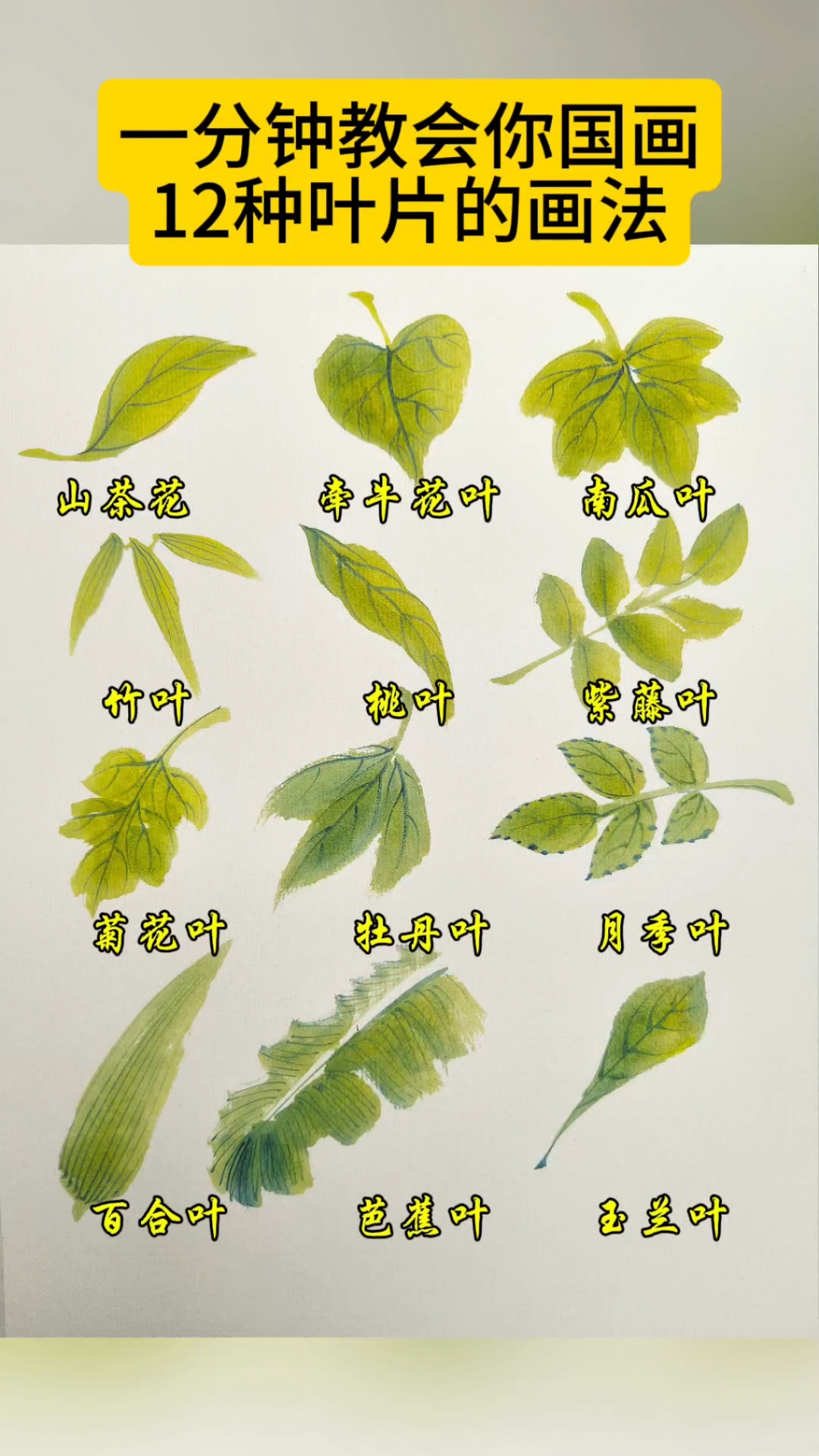 一分钟教会你12种常见的叶子画法