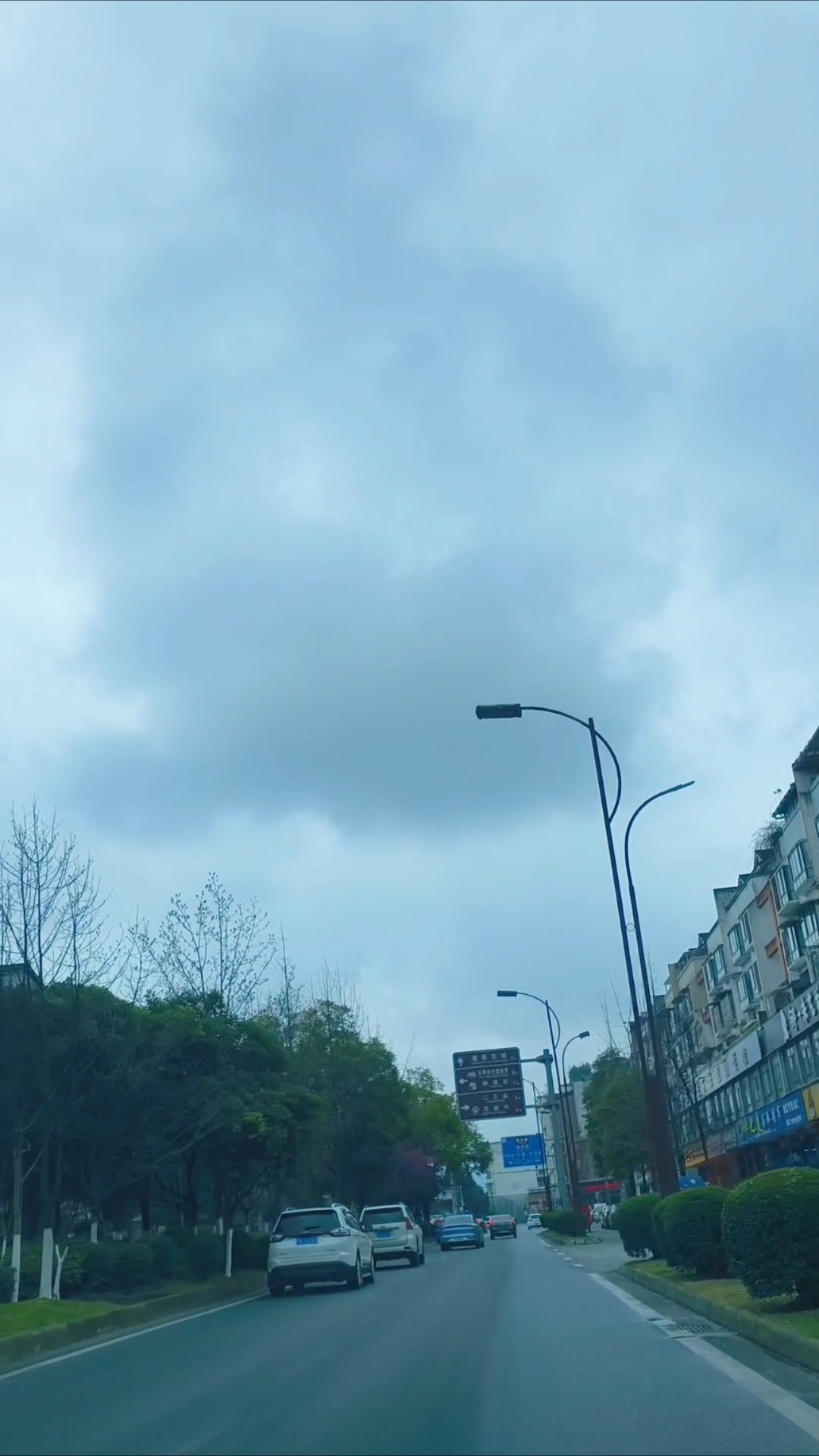 都江堰市蒲阳路,阴天的城市街道,风景依然不错