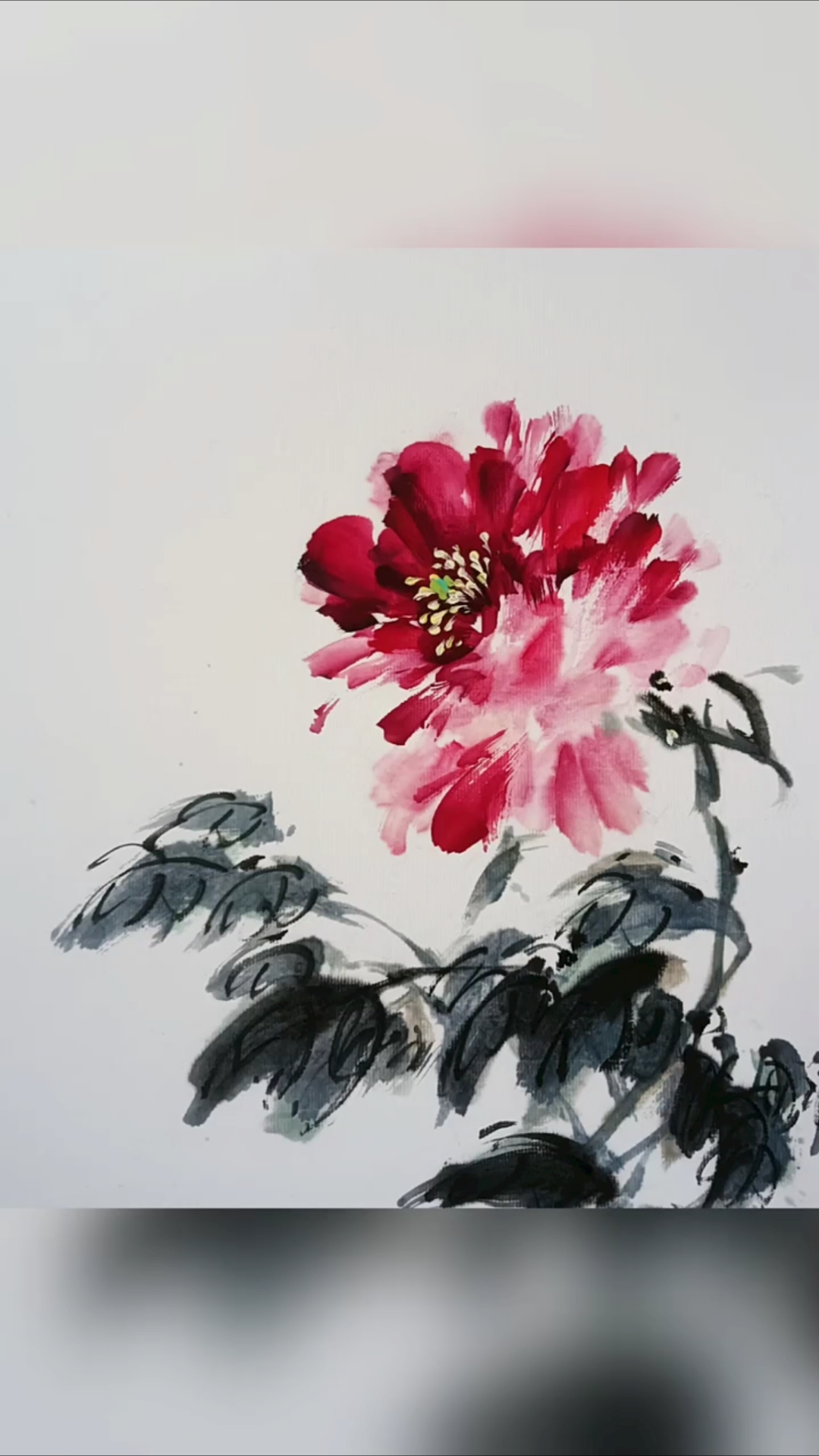 风中牡丹写意画法#国画写意牡丹