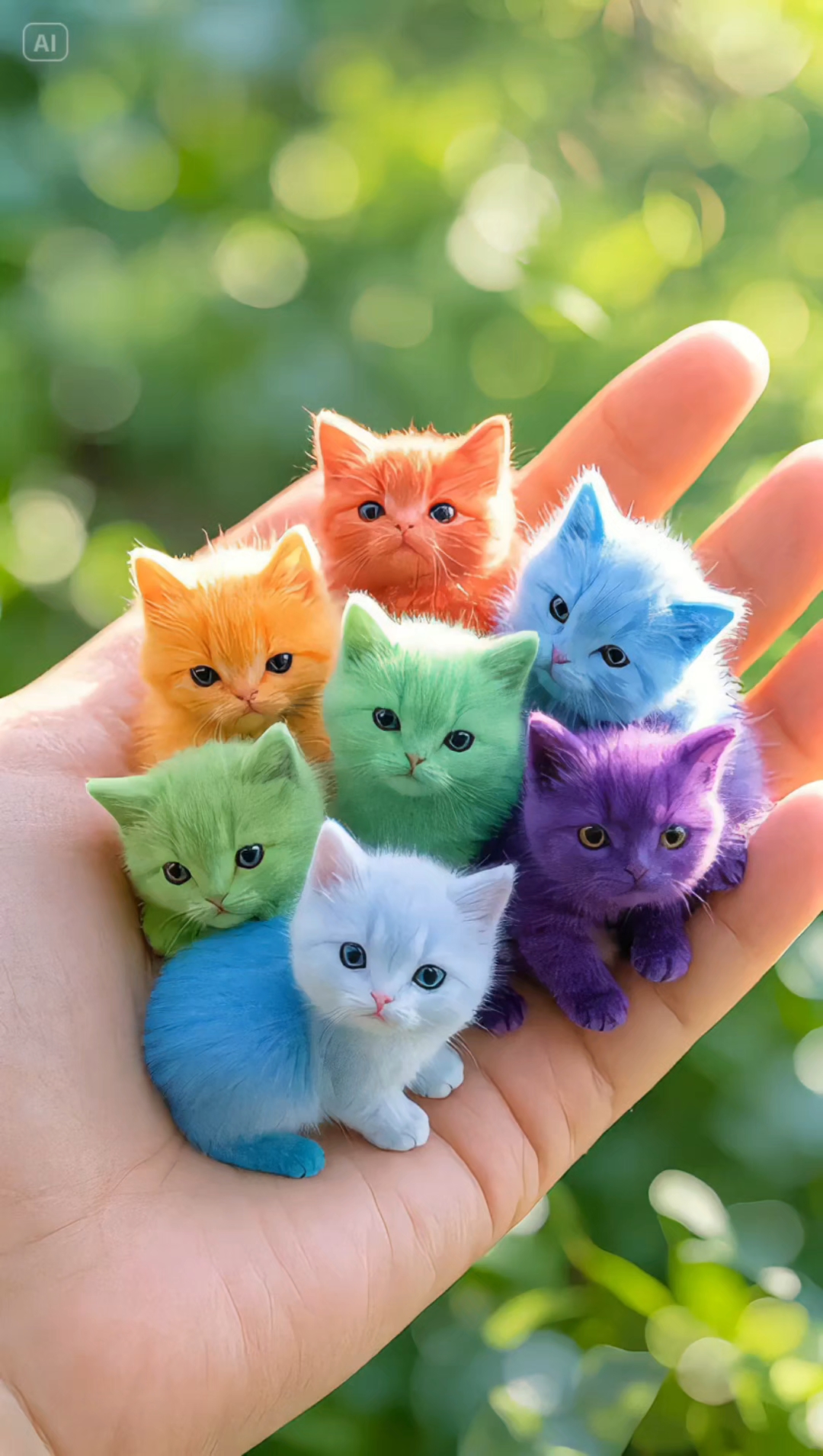 听说有一群彩色的可爱小奶猫喜欢在手掌上