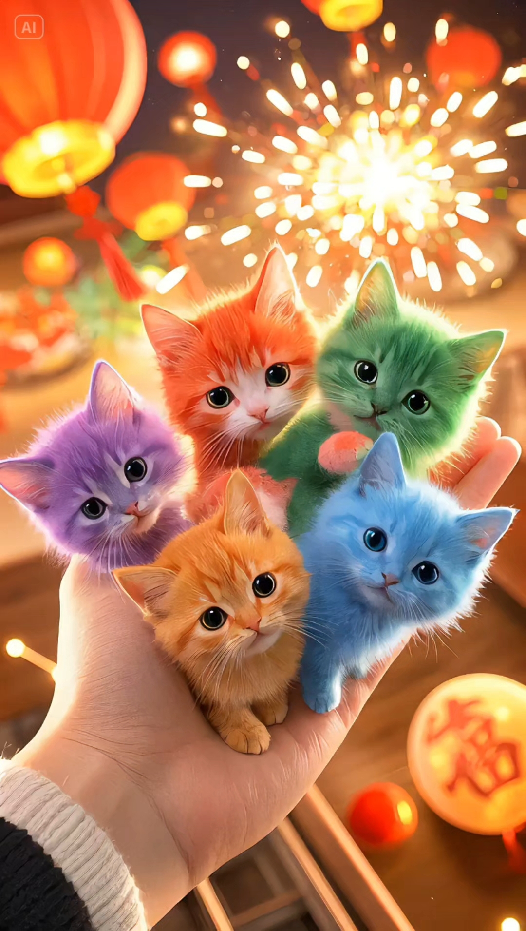 元宵小巧可爱的彩色小奶猫