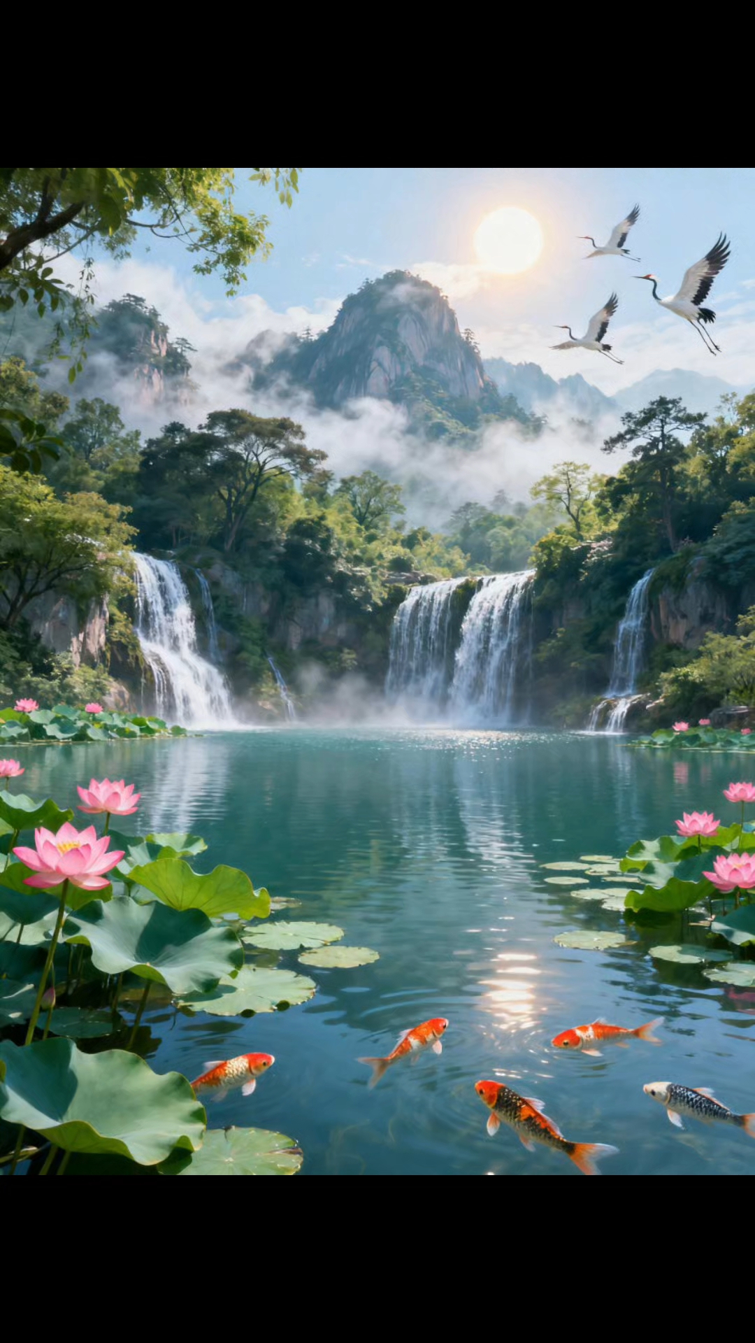 美图分享:青山绿水,荷鱼相伴