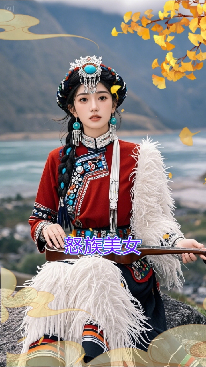 怒族美女手机壁纸#社会文化农耕千脚竹木房织怒毯非遗达比亚琴舞