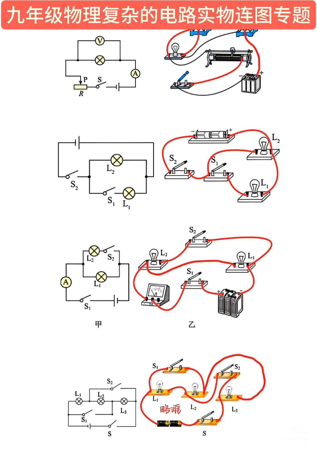 九年级物理复杂的电路实物连图专题