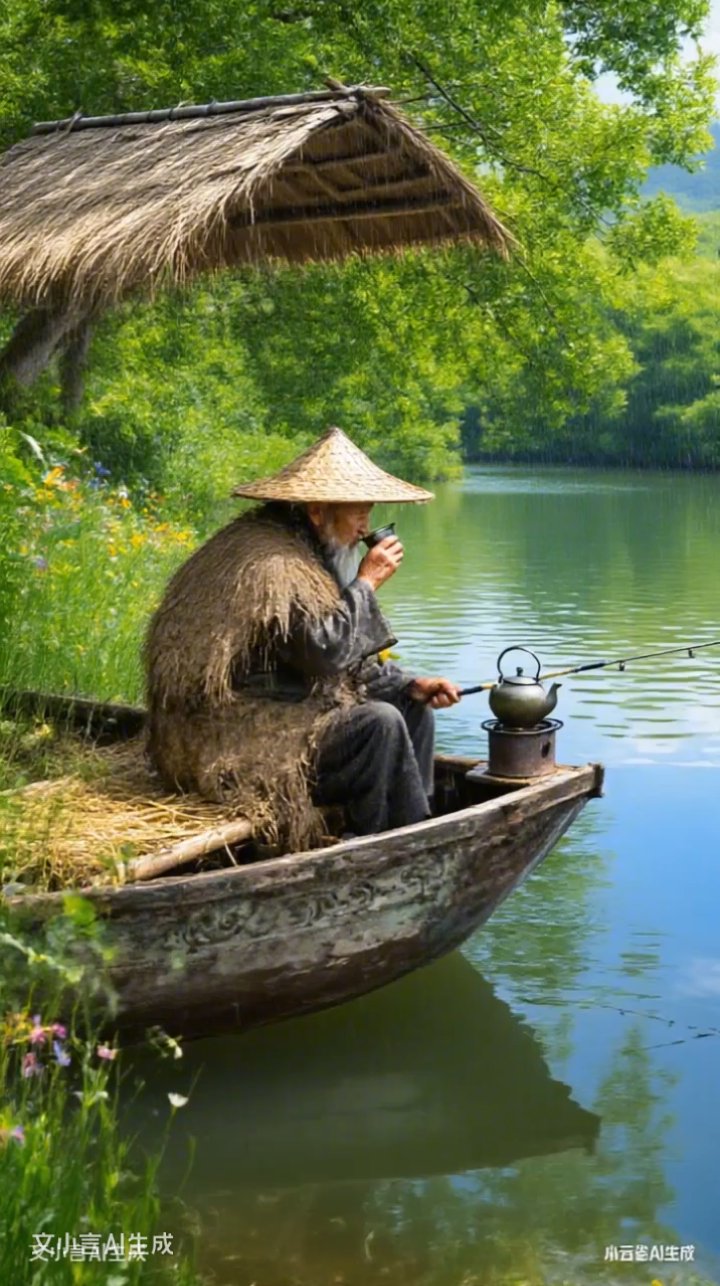 钓鱼翁的惬意时光