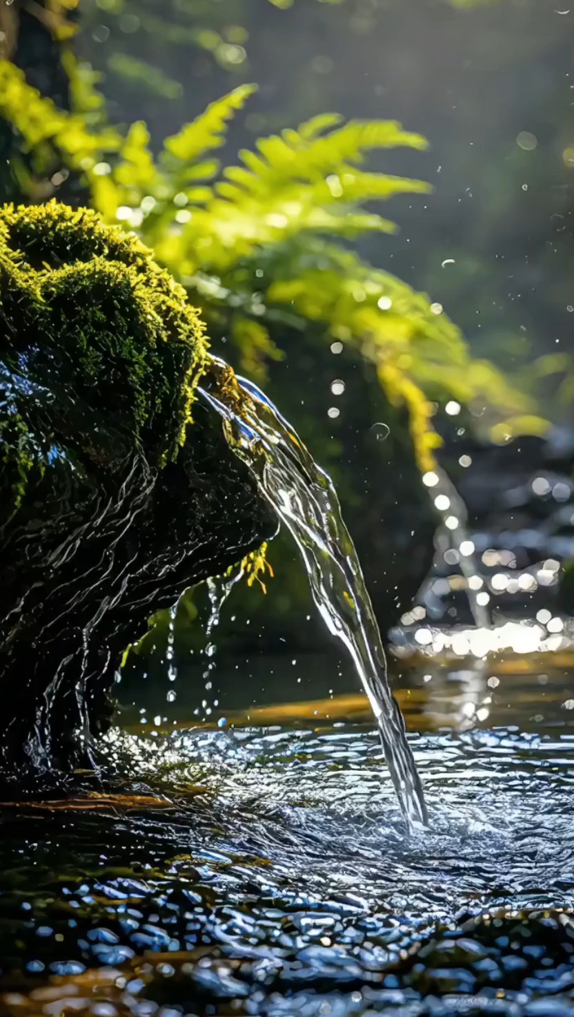 山涧溪水潺潺,在葱郁草木的环抱中蜿蜒流淌