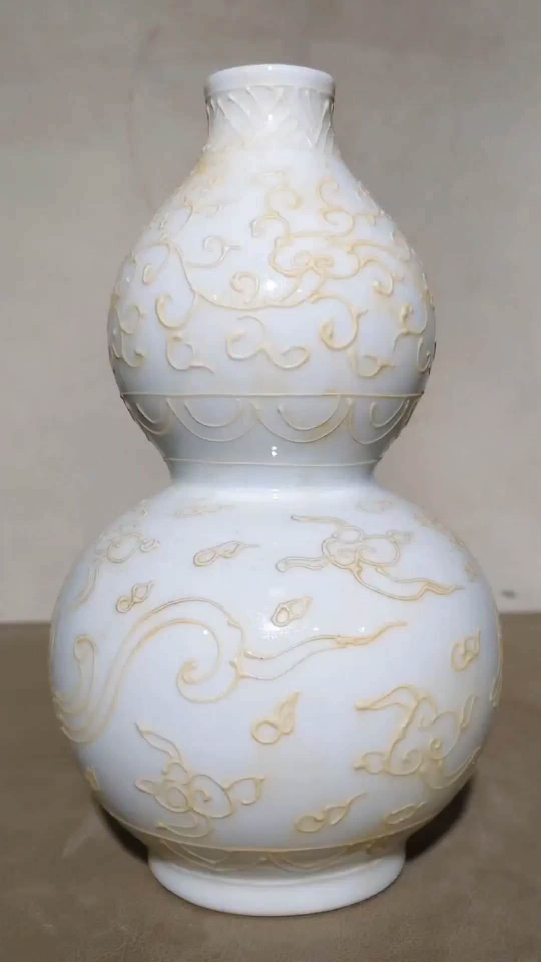 明清老瓷器凤纹葫芦瓶 带夜光 薄胎细瓷 高22.3厘米 好品