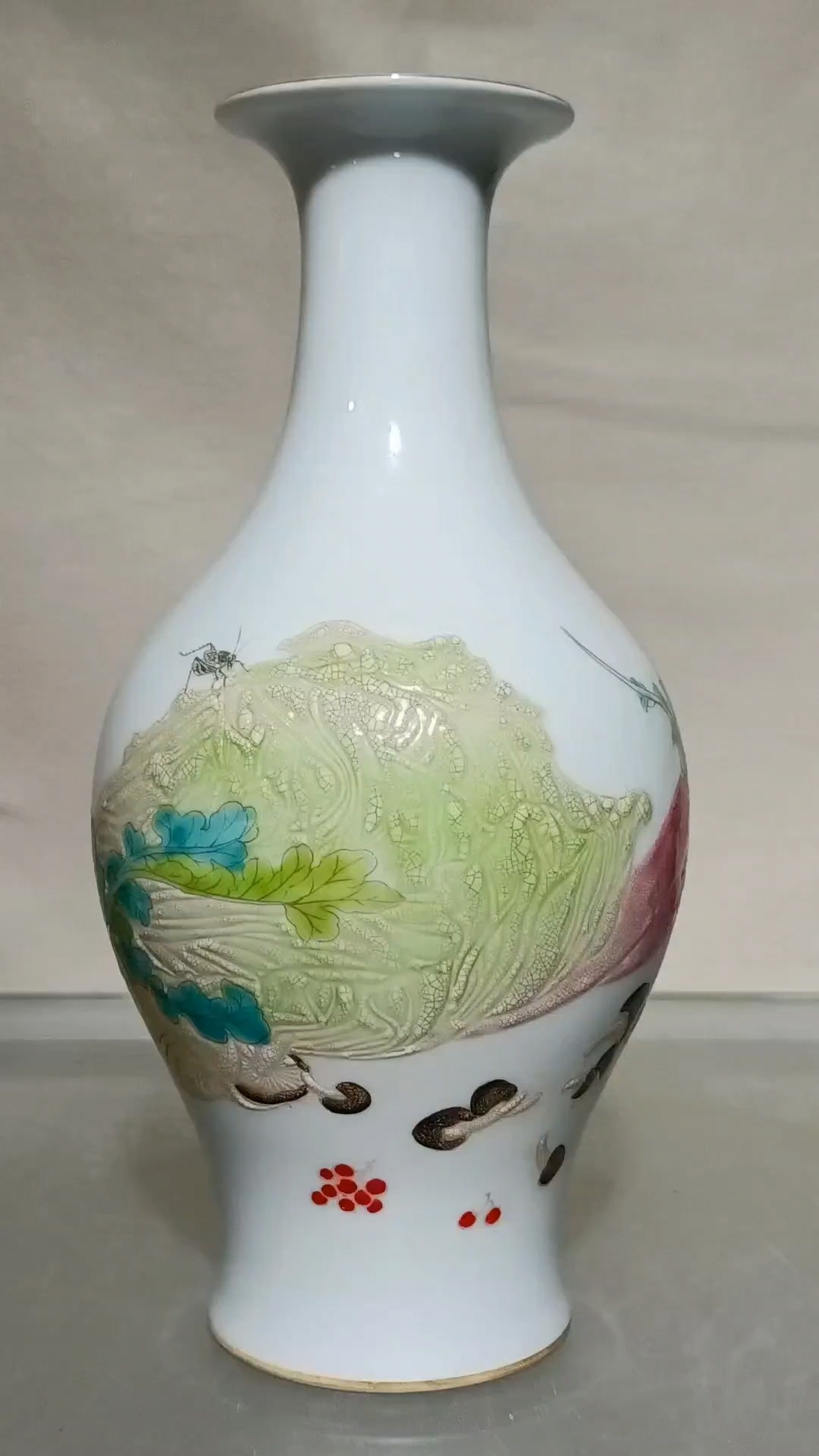 清代大清雍正年制老瓷器百财聚来  观音瓶一个  绘画精美 无