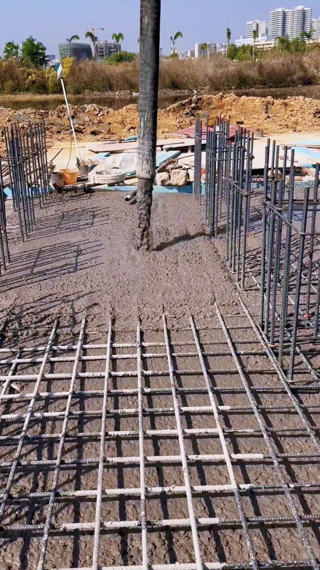 筏板基础浇筑施工过程