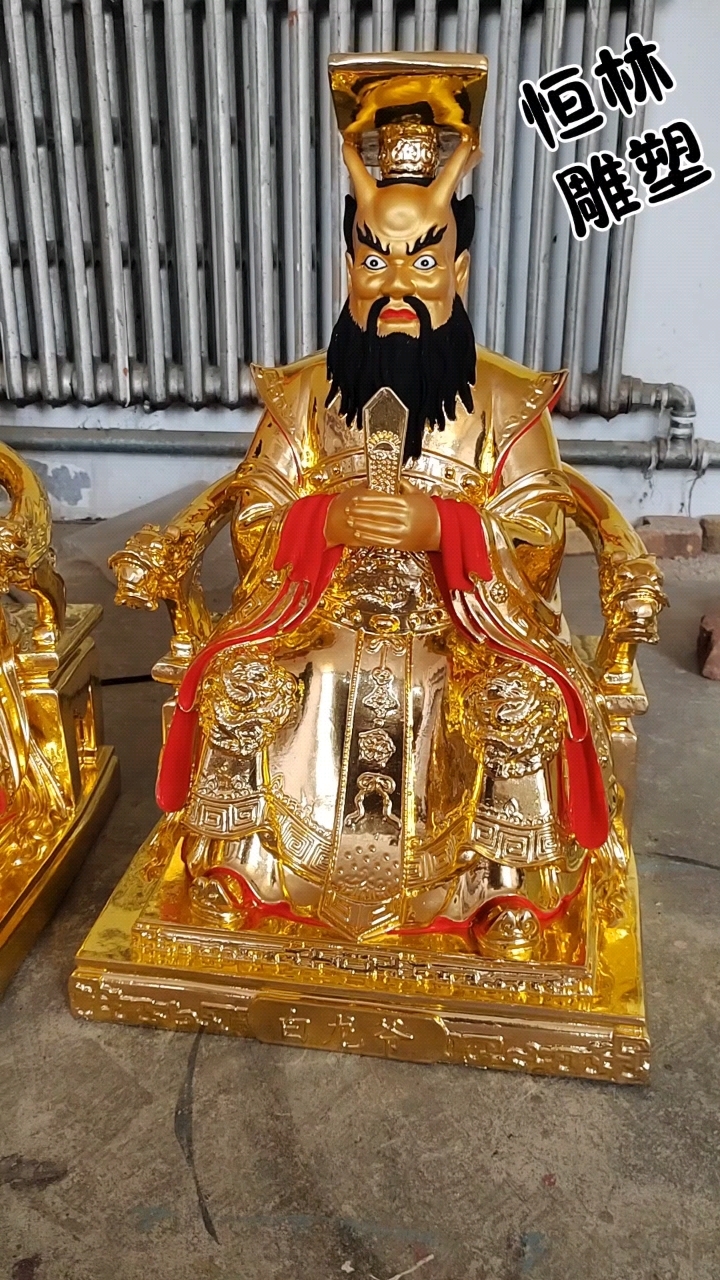 龙王龙母神像龙王爷佛像,黄铜铸造贴金工艺,道教神像定做厂家