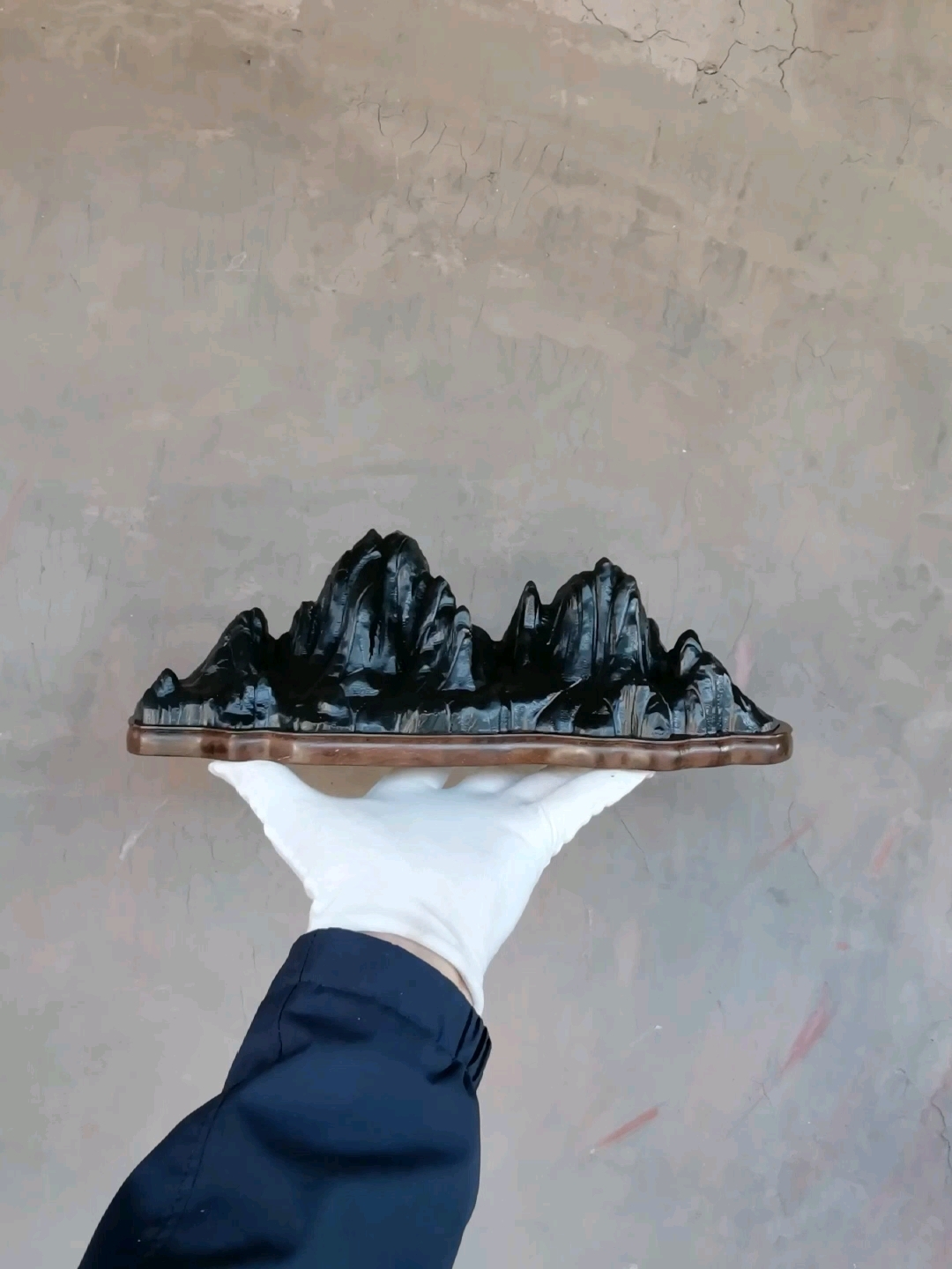 灵璧石山型石头靠山摆件