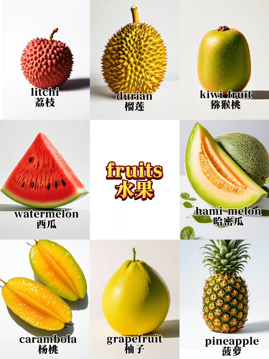 宝宝每日趣味单词速记:水果fruits