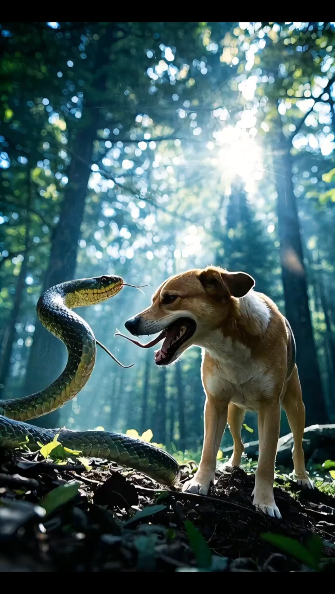 狗与蛇对峙,这狗竟然不怕蛇的