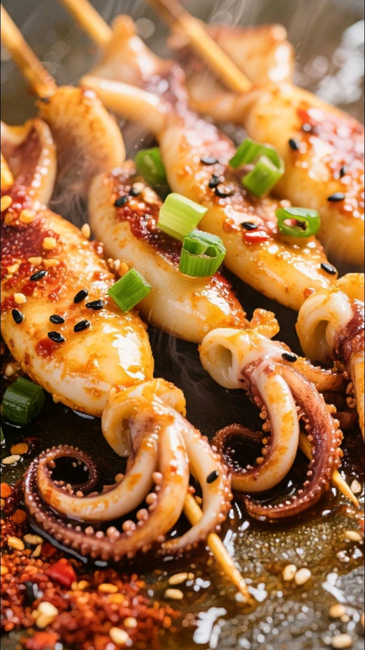 铁板鱿鱼仔是一道鲜香q弹的街头风味美食