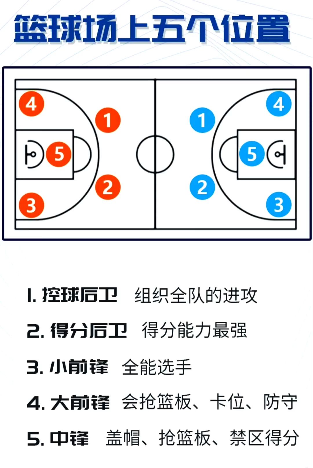 篮球5个位置介绍