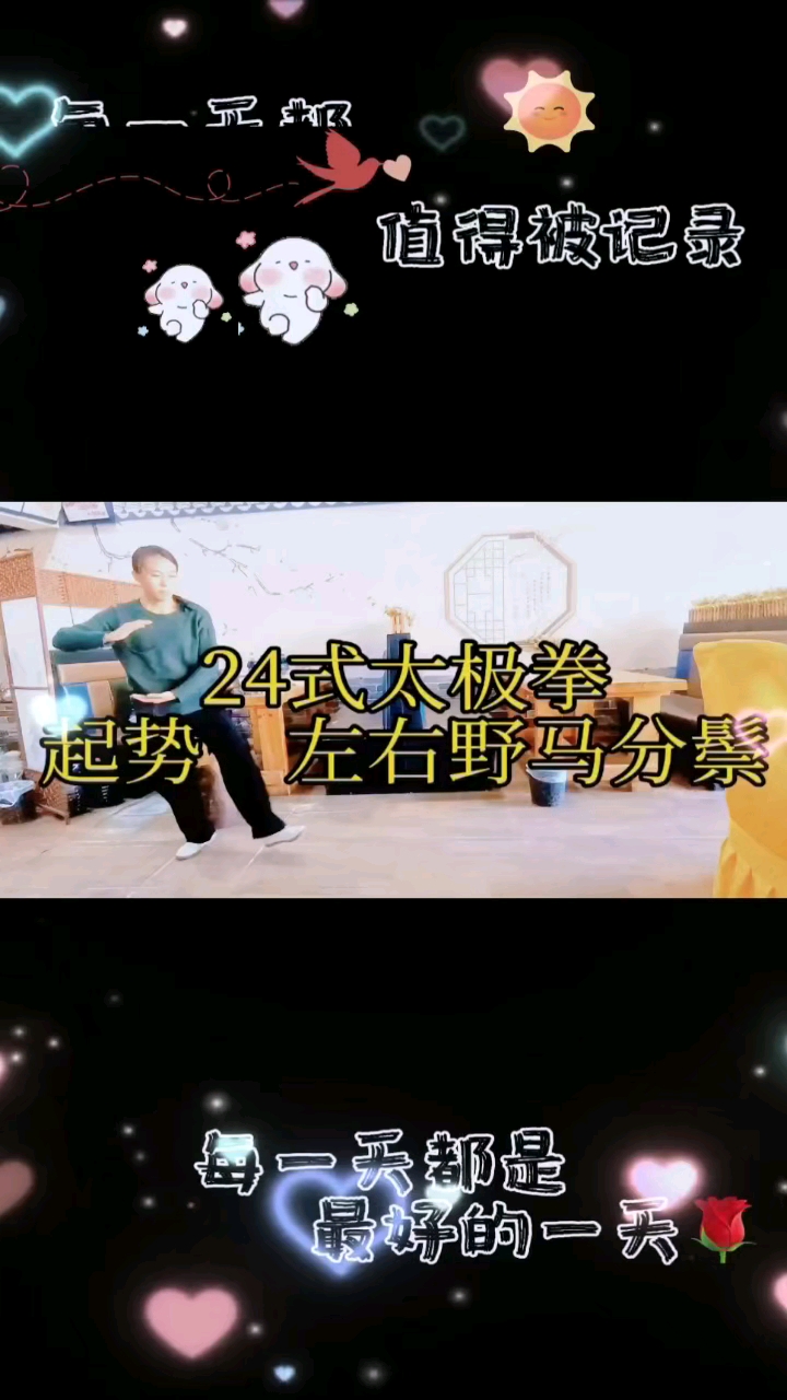 24式太极 拳第一式 起势 第二式 左右野马分鬃