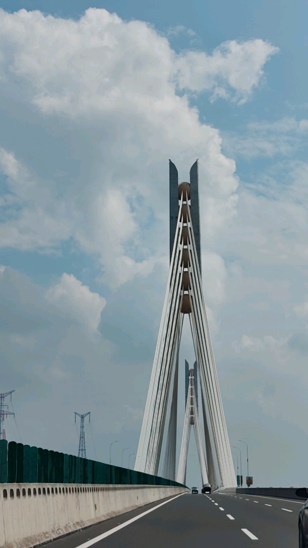 桥上再回望,宝贝已远行,返程路,心留温馨影.