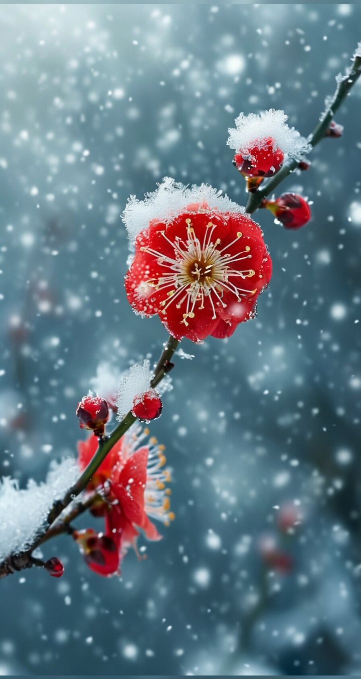 雪中红梅花