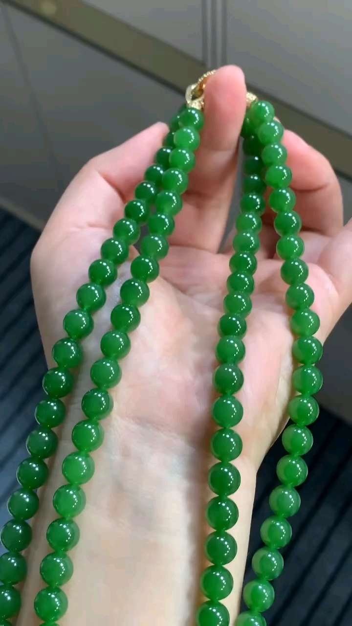 和田玉碧玉8mm108颗项链佛珠链