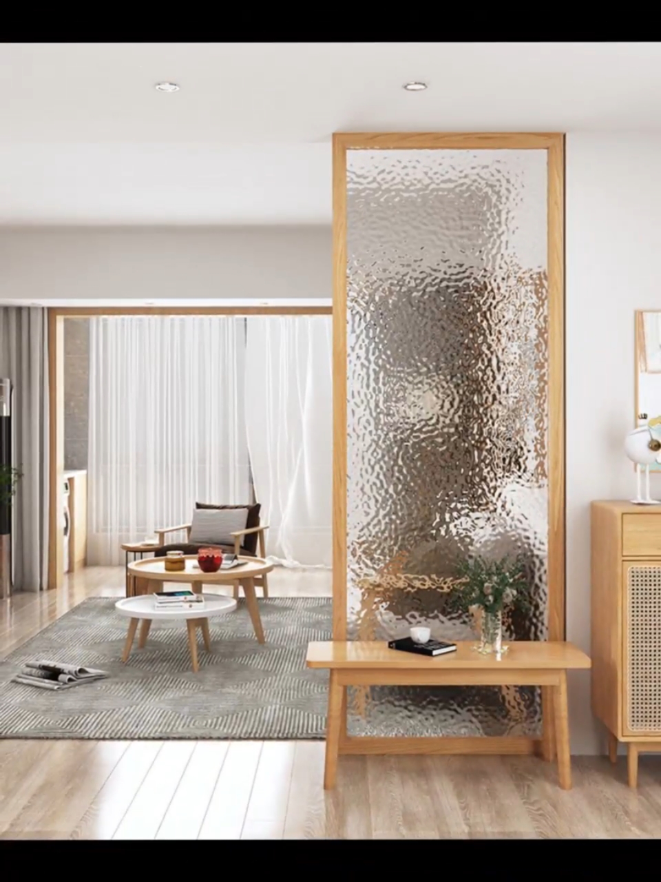 定制长虹玻璃屏风隔断现代简约客厅玄关入户卫生间装饰墙